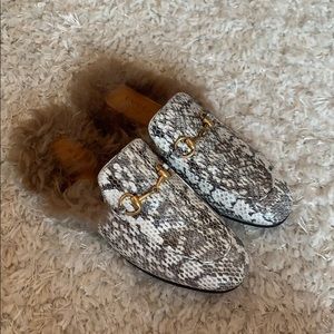 Gucci Princetown Loafers Python and Fur